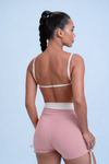 Short Fitness Smile Duo Rosa Glam com Off White Compressão