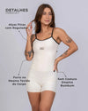 Macaquinho Fitness Mood Off White com Super Black compressão - Maré Maria moda fitness