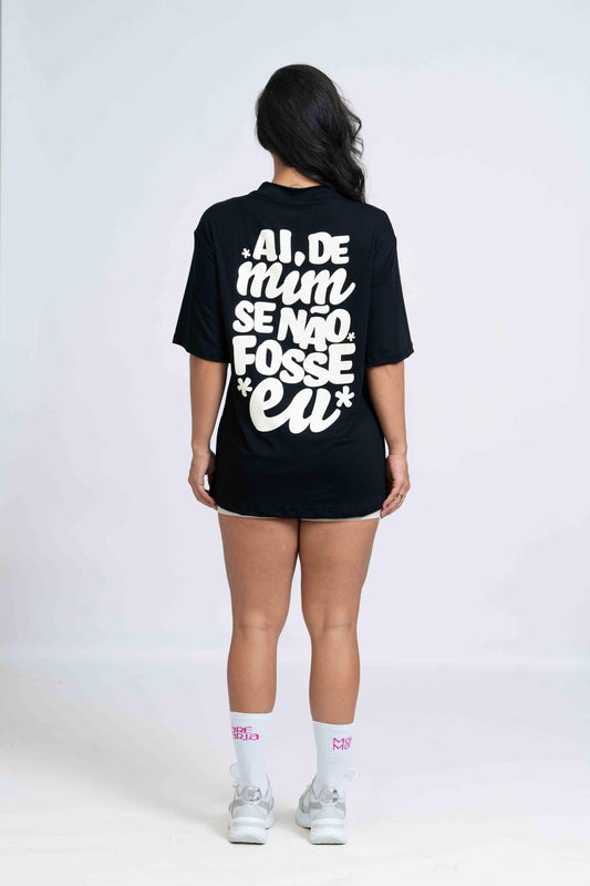 Blusão Oversized "Ai de mim se não fosse eu" com gola - Maré Maria moda fitness