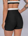 Short Fitness Classic Duo Super Black com Off White com compressão sem empina bumbum