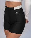 Short Fitness Classic Duo Super Black com Off White com compressão sem empina bumbum