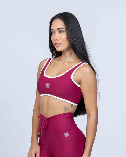 Top Basic Rouge com Viés Off White compressão