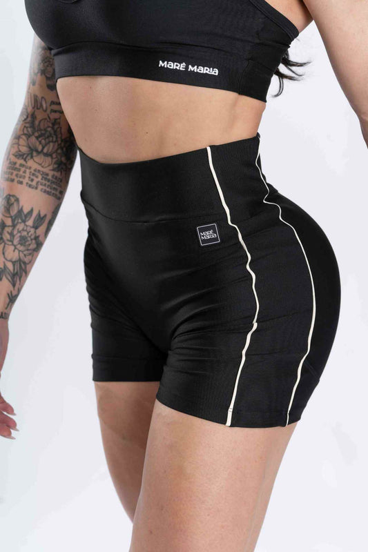 Short Fitness Active Super Black Com Creme