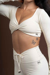Top Fitness Compressão Manga Longa Infinity Creme