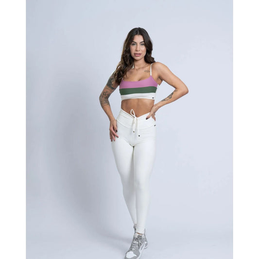 Calça Legging fitness Slim Off White empina bumbum