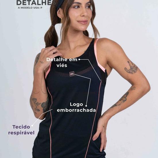 Regata Fitness Ella Preta com Coral - Maré Maria moda fitness