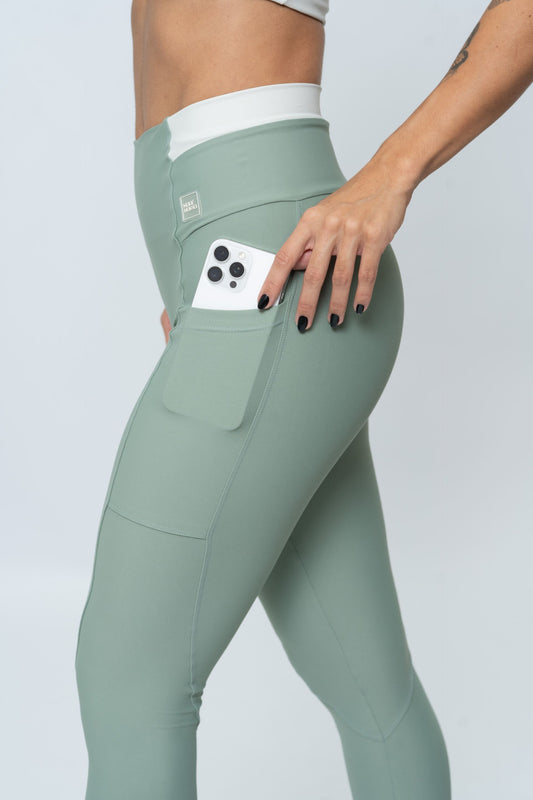 Calça Legging Fitness New Classic Duo Verde Sálvia Com Brisa