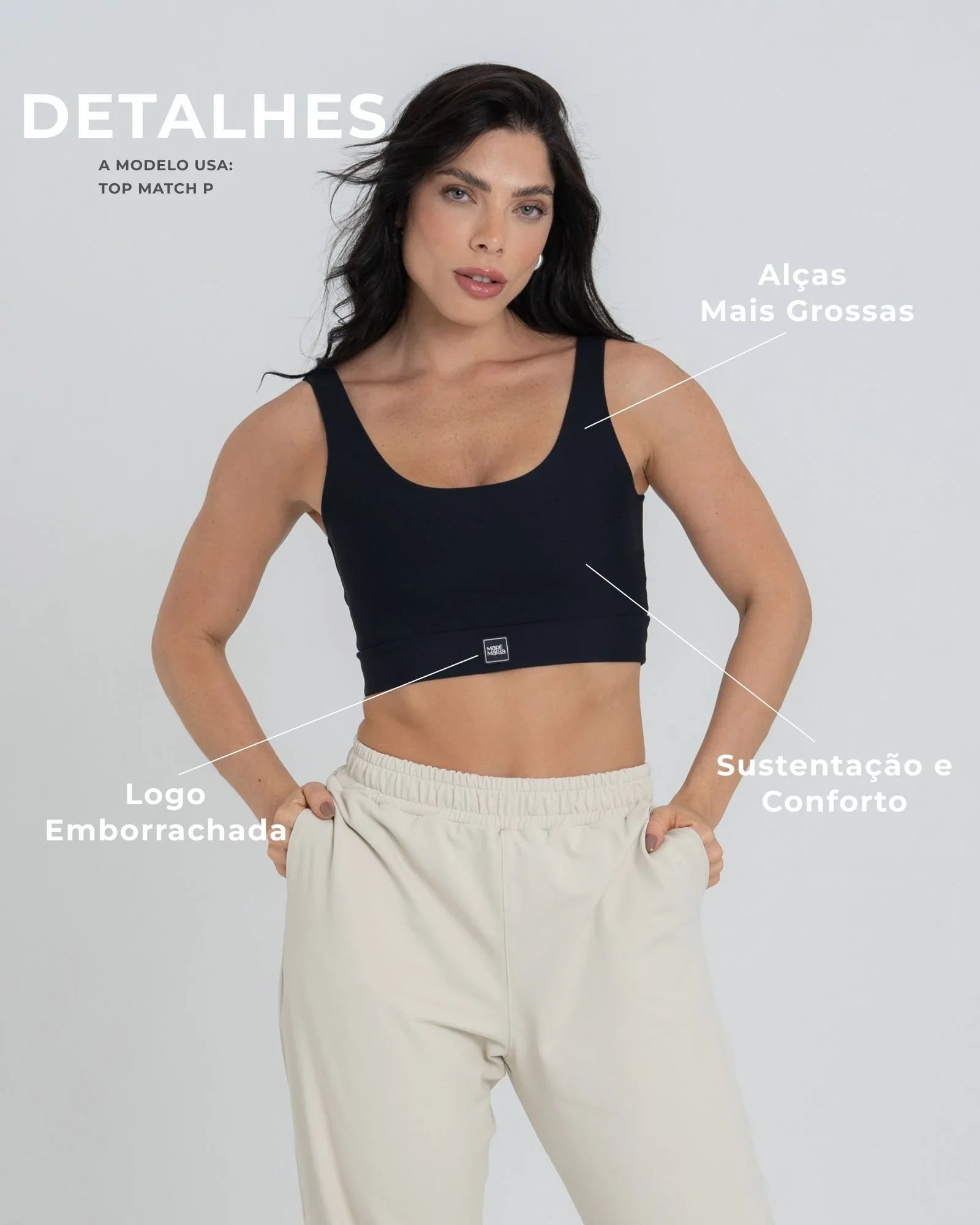 Top Match Fitness Preto - Maré Maria moda fitness