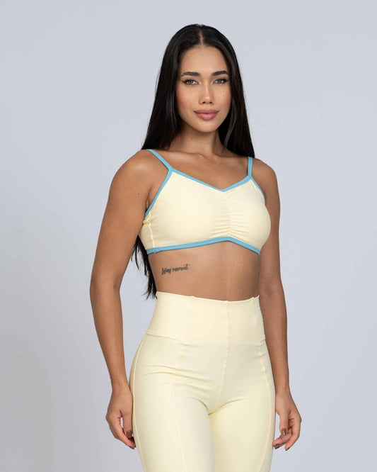 Top Fresh Amarelo Brisa com Azul Ceú (leve defeito)