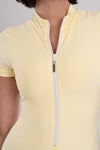 Macaquinho Fitness Zip Fuel Com Manga Amarelo Brisa