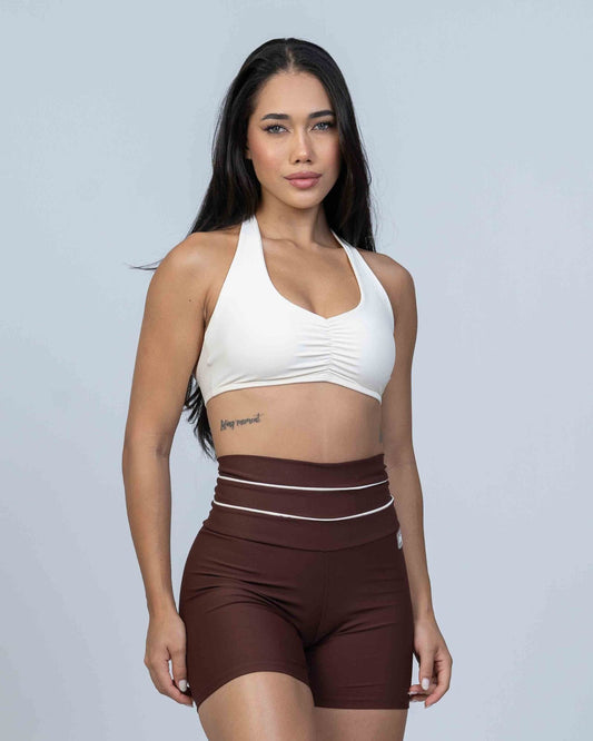 Short Corrida Chocolate Dark compressão com Vivo Off S/empina