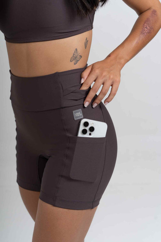Short Fitness Compressão New Bike Marrom Carbono
