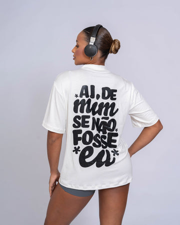 Blusão Oversized 'Ai de mim se não fosse eu' Off White (leve defeito)