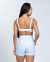Short Fitness Classic Duo Azul Ice Com Rosa Blush