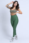 Calça Legging  fitness Classic Verde Militar com compressão e sem empina bumbum