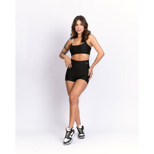 Top fitness Ternura Super Black com alça Off White
