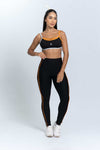 Calça Legging Fitness Active Super Black Com Tangerina