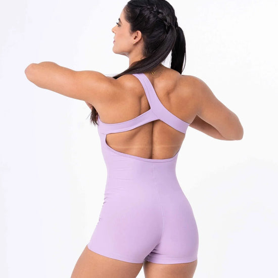 Macaquinho Fitness Vivi Lavanda com compressão - Maré Maria moda fitness