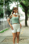 Short Fitness New Classic Duo Brisa com Verde Sálvia