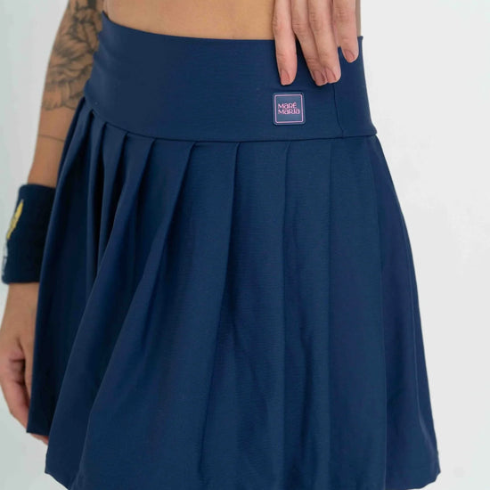 Short Saia Fitness Plissada Azul Marinho - Maré Maria moda fitness