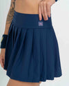 Short Saia Fitness Plissada Azul Marinho - Maré Maria moda fitness