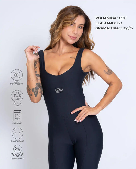 Macacão fitness Classico Preto compressão