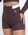 Short Classic Duo Marrom Ébano com Off White  compressão sem empina bumbum