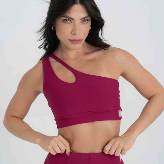 Top Fitness Avenue Rouge assimétrico - Maré Maria moda fitness