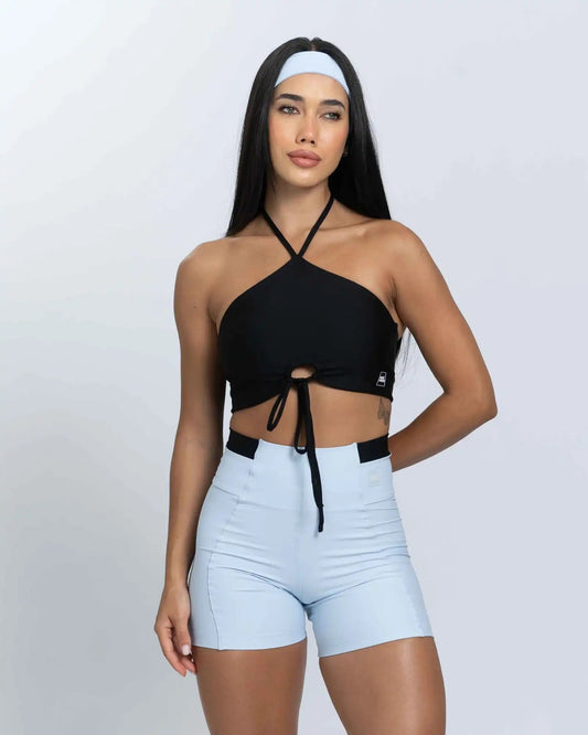 Short Fitness Classic Duo Azul Ice Com Super Black