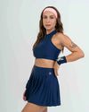 Short Saia Fitness Plissada Azul Marinho - Maré Maria moda fitness
