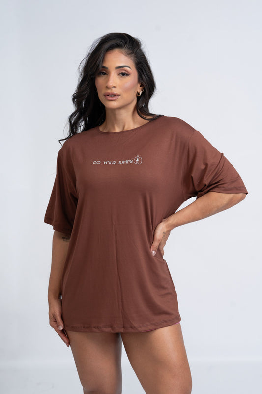 Blusão Fitness Oversized 'Do Your Jumps' Marrom
