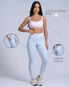 Calça Classic Duo Azul Ice com Rosa Blush compressão com bolso