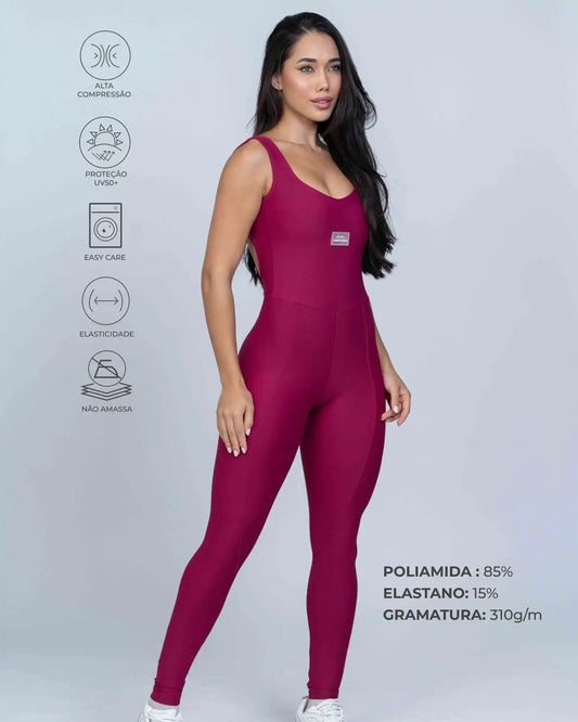 Macacão Fitness Clássico Rouge Compressão