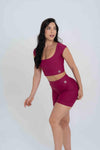 Short Fitness Curve Rouge sem empina bumbum