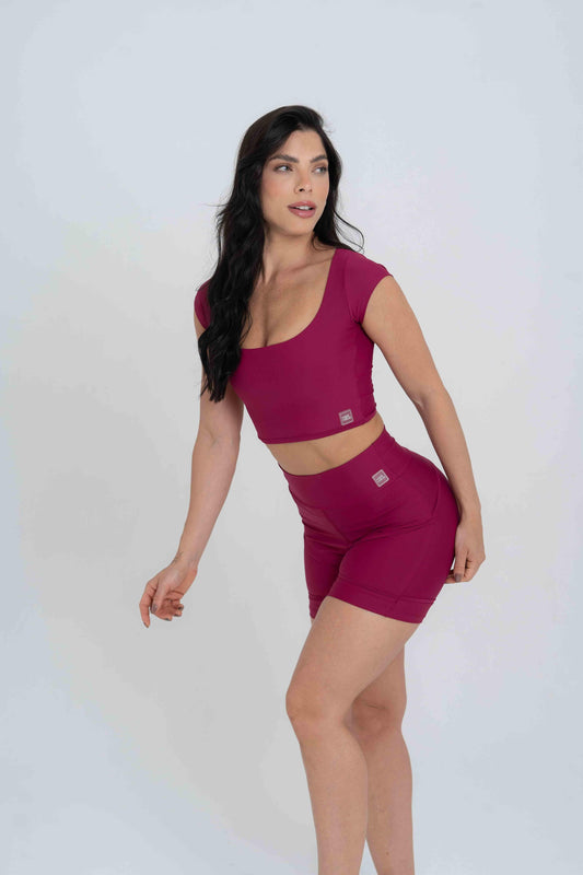 Short Fitness Curve Rouge sem empina bumbum