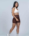 Short Corrida Chocolate Dark compressão com Vivo Off S/empina