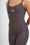 Macacão Fitness Compressão Power Corset Marrom Carbono