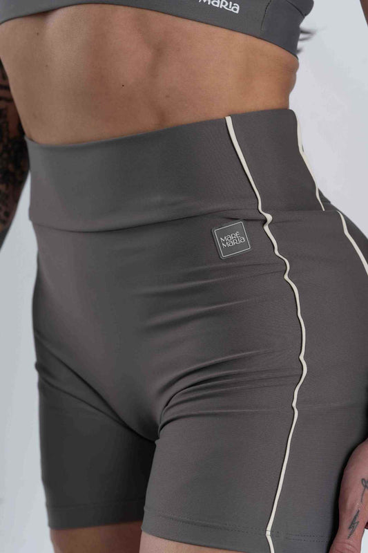 Short Fitness Compressão Active Cinza Com Creme