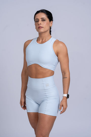 Top Fitness Corrida Com Bolso Azul Ice