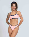 Calcinha Asa Delta Duo Coral com Azul Marinho