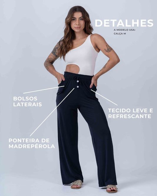 Calça pantalona beach preta