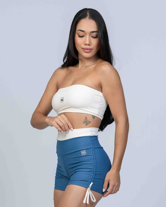 Short Smile Duo Azul Sereia com Off White S/empina