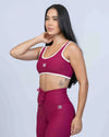 Top Basic Rouge com Viés Off White compressão - Maré Maria moda fitness