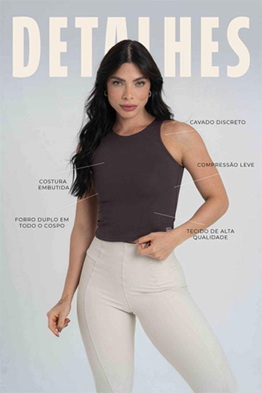 Blusa Fitness Casual Charlote Marrom Urban compressão