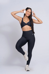 Calça Legging Fitness New Essence Preto -  Sem Costura Frontal