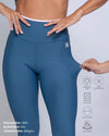 Calça Fitness New Line Azul Maré Com Rosa Blush