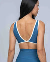 Top Basic Azul Sereia com Viés Off White compressão - Maré Maria moda fitness