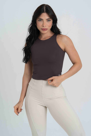 Blusa Fitness Casual Charlote Marrom Urban compressão
