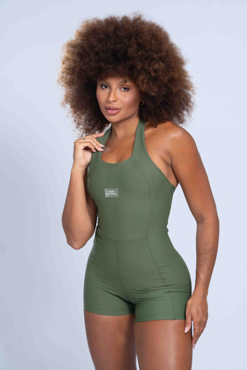 Macaquinho fitness Native Verde Militar compressão