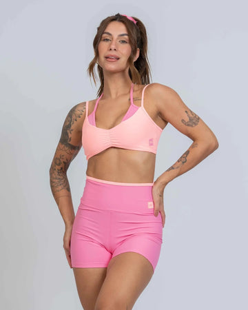 Short Line Rosa Malibu com Coral (Leve defeito)